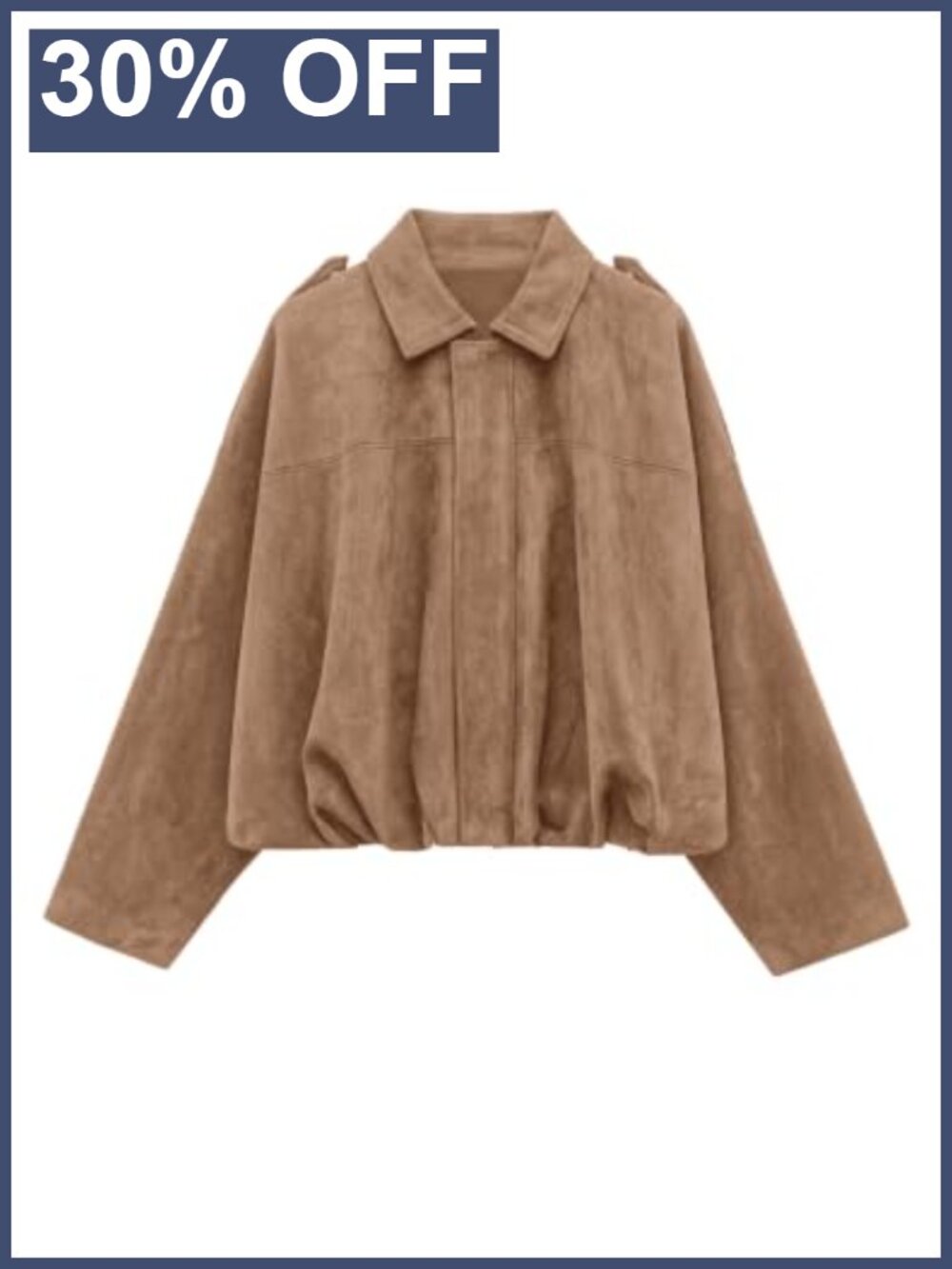 Faux Suede Cropped Bomber Jacket Women Oversized Zip Up Western Casual